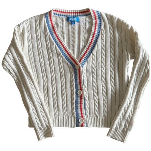 Prince Womens Pickleball Cardigan Sweater Preppy Country Club Cable Knit XS - Picture 5 of 9